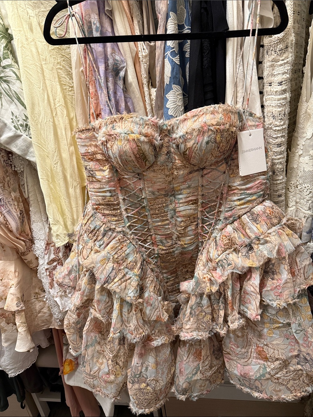 Zimmermann Pastel Floral Corset Mini Dress - Picture 3 of 3